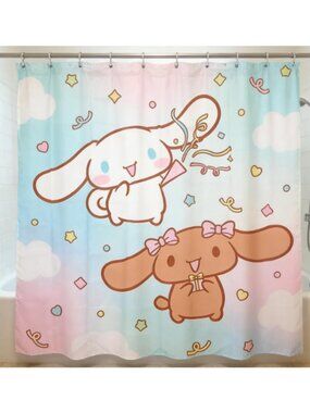 Cute Waterproof Shower Curtain 59" × 71", 12 Hooks Included